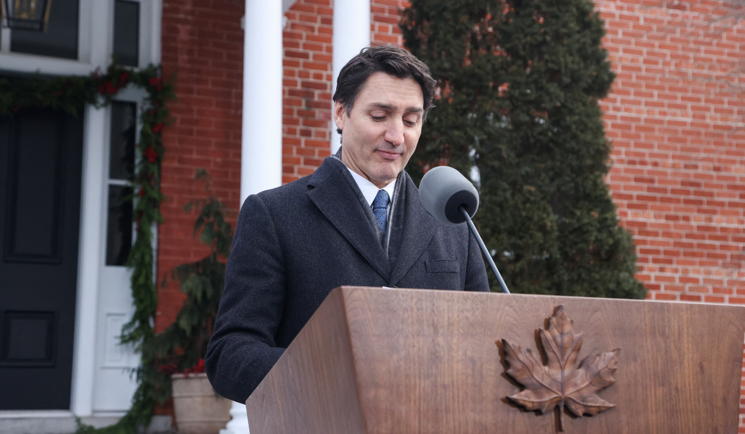 Canada's Prime Minister Justin Trudeau announcing his intends to step down as Liberal Party leader from his Rideau Cottage residence in Ottawa, Ontario, Canada, January 6, 2025. (Image Credit: Reuters)