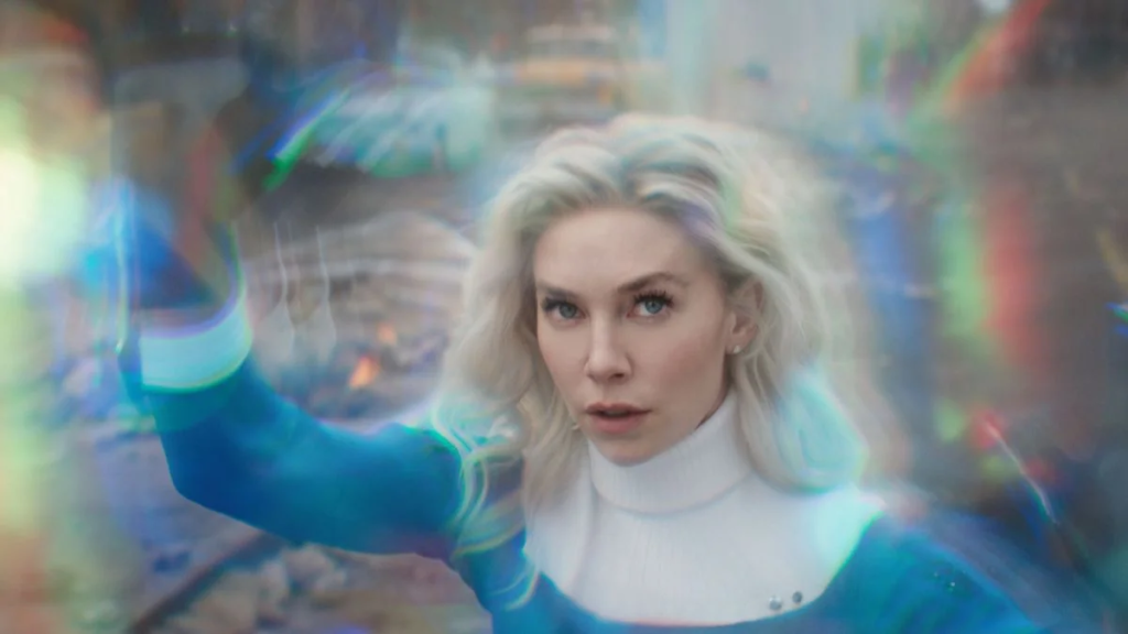 Vanessa Kirby as Sue Storm in The Fantastic Four: First Steps trailer. (Image Credit: Marvel)