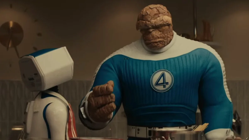 Ebon Moss-Bacharach as Ben Grimm in The Fantastic Four: First Steps trailer. (Image Credit: Marvel)