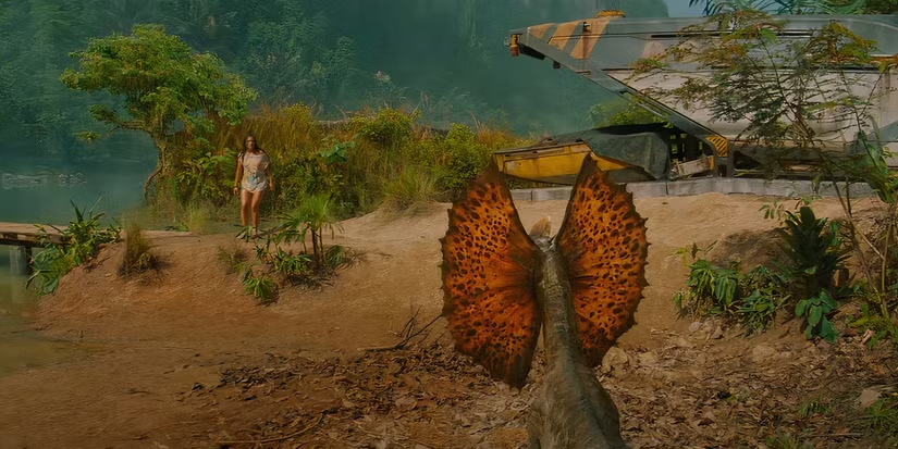 Jurassic World Rebirth Trailer: New Era, Cast, and Dinosaurs 8 The Dilophosaurus in "Jurassic World Rebirth" trailer. (Image Credit: Universal Pictures)