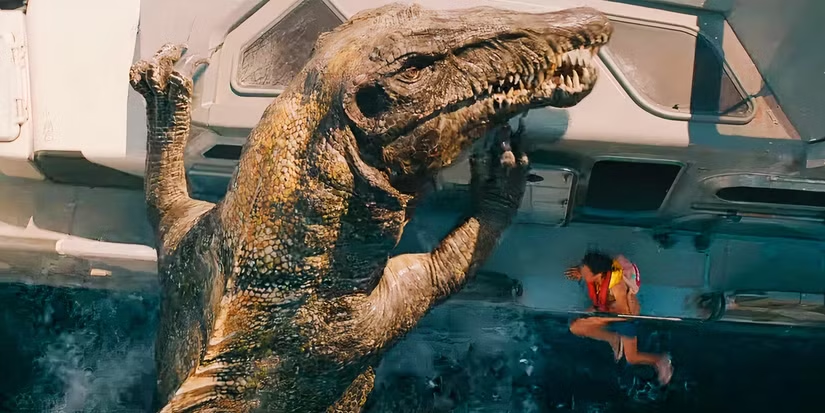 Jurassic World Rebirth Trailer: New Era, Cast, and Dinosaurs 10 The Spinosaurus in "Jurassic World Rebirth" trailer. (Image Credit: Universal Pictures)