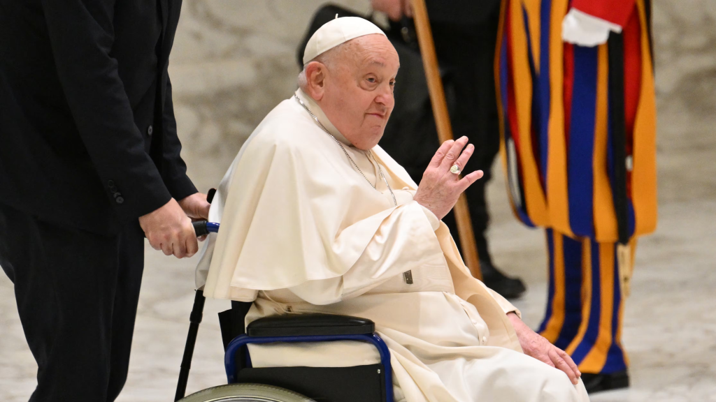 Pope Francis in Critical Condition: Latest Health Update 2 Pope Francis arriving for his weekly general audience at the Vatican this month, despite for his health and age. (Credit: AFP / Getty Images)