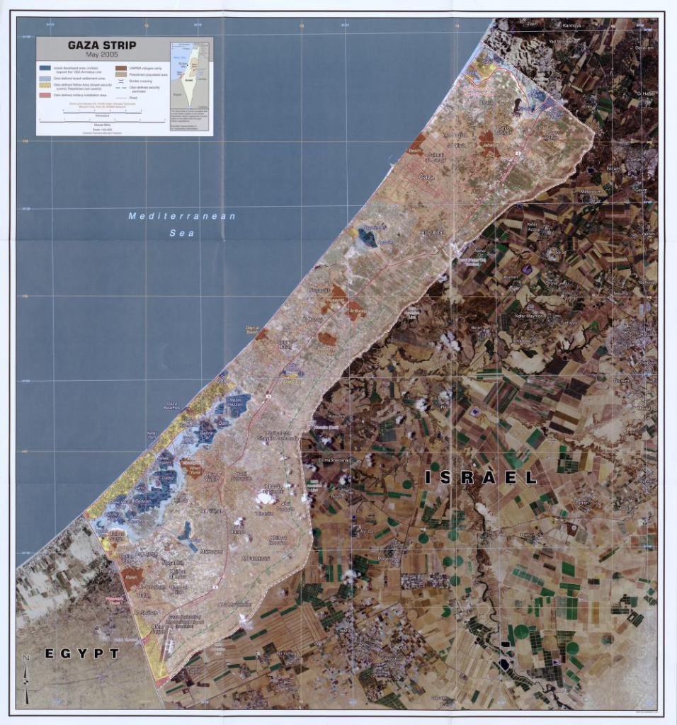 The Gaza Strip has been the center of the attention for the conflict in the Middle East for over two decades. (Image Credit: Central Intelligence Agency)