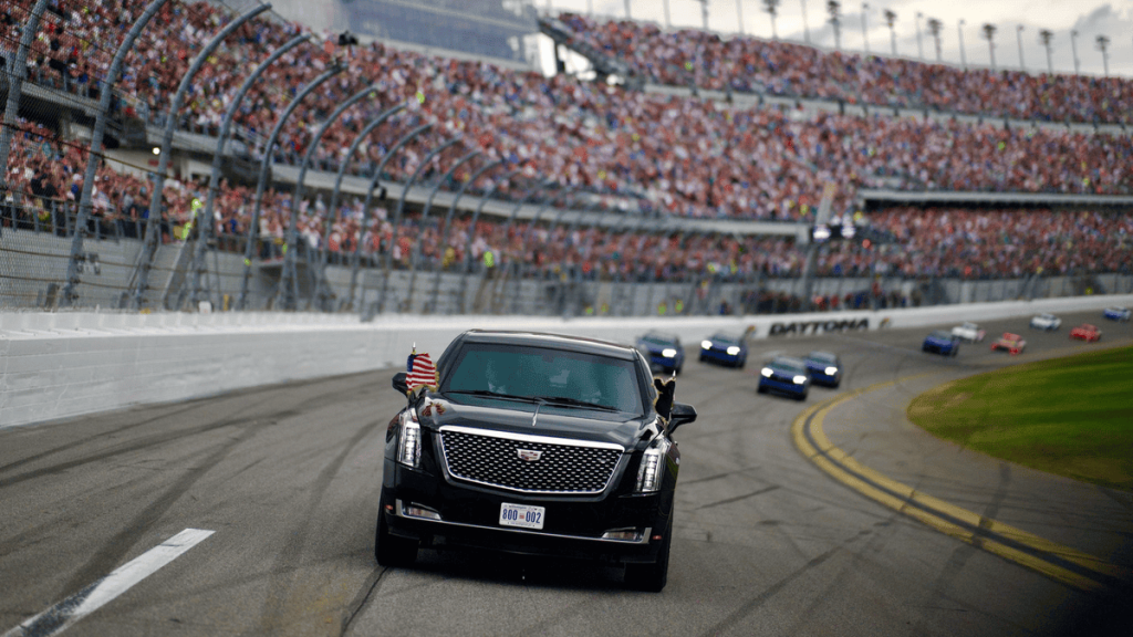 President Donald Trump at Daytona 500: A Presidential Lap in "The Beast" for American Spirit. (Image Credit: WhiteHouse)