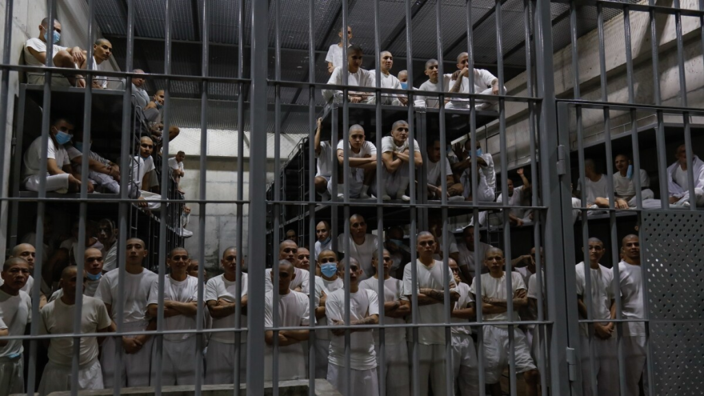 About 250 suspected gang members arrive in El Salvador by plane in Sunday, including 238 members of Venezuela's Tren de Aragua gang and 23 members of the MS-13 gang, who were deported to El Salvador (Credit: Alex Peña / Getty Images)