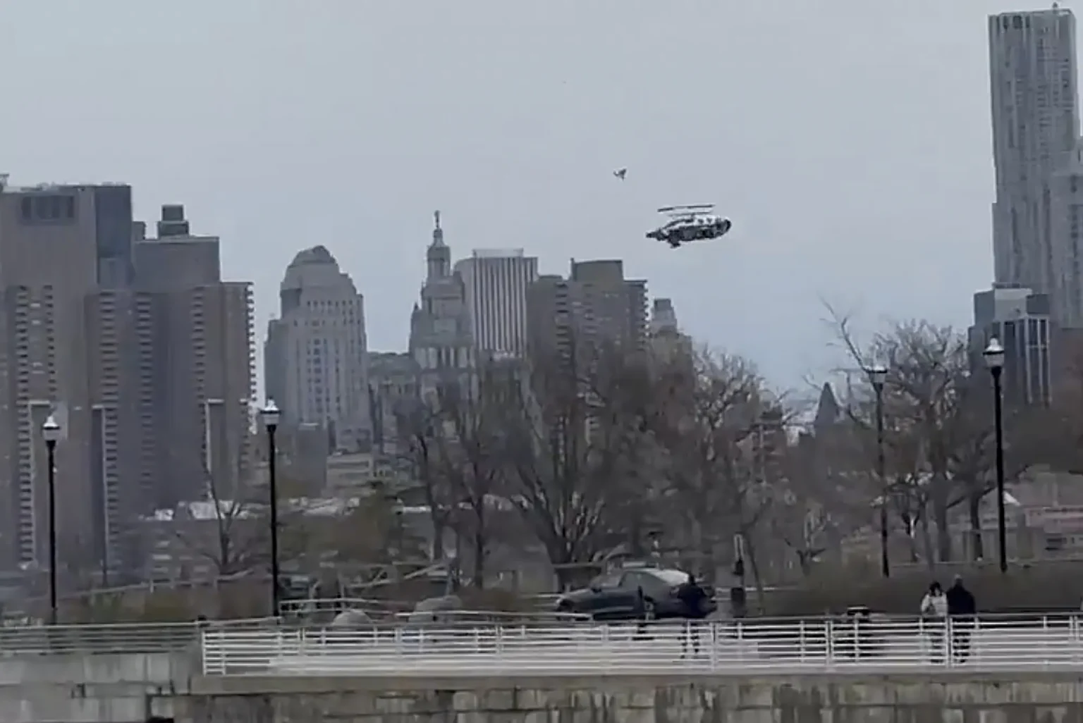 Helicopter Crash in the Hudson River: All 6 On Board Killed A picture taken from moments just before the helicopter crash into the Hudson river. (Image Credit: AP)