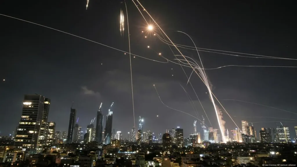 Israeli Iron Dome air defense system fires to intercept Iran retaliate strike over Tel Aviv. (Image Credit: Leo Correa/AP)