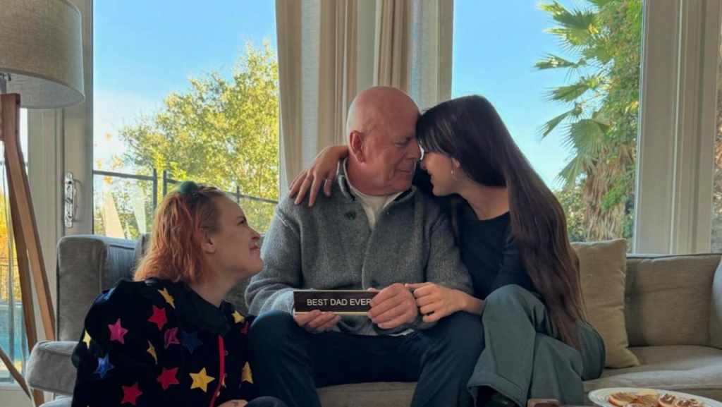 Bruce Willis battling with advancing frontotemporal dementia illness with his 2 daughters, Tallulah and Scout Willis. (Image Source: Instagram @buuski)