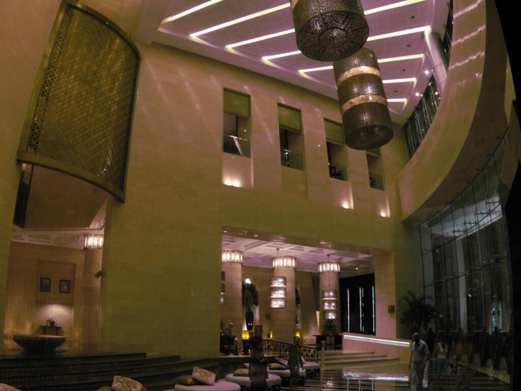 Airlines Skip Dubai Winter, Hitting Hotel Bookings 1 Raffles Dubai lobby March 2008pano