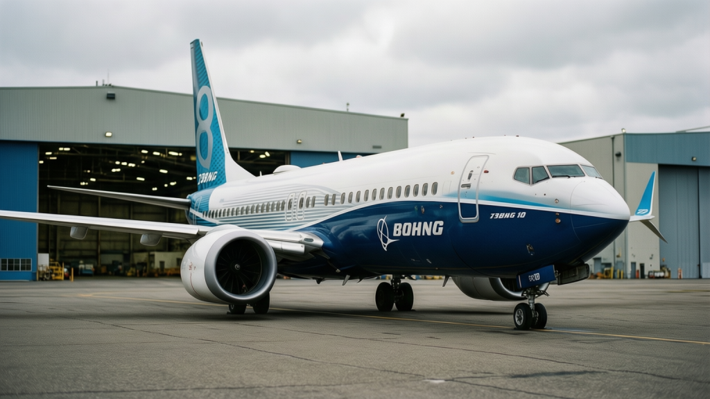 Boeing 737 MAX 10 aircraft on the tarmac at Everett production facility