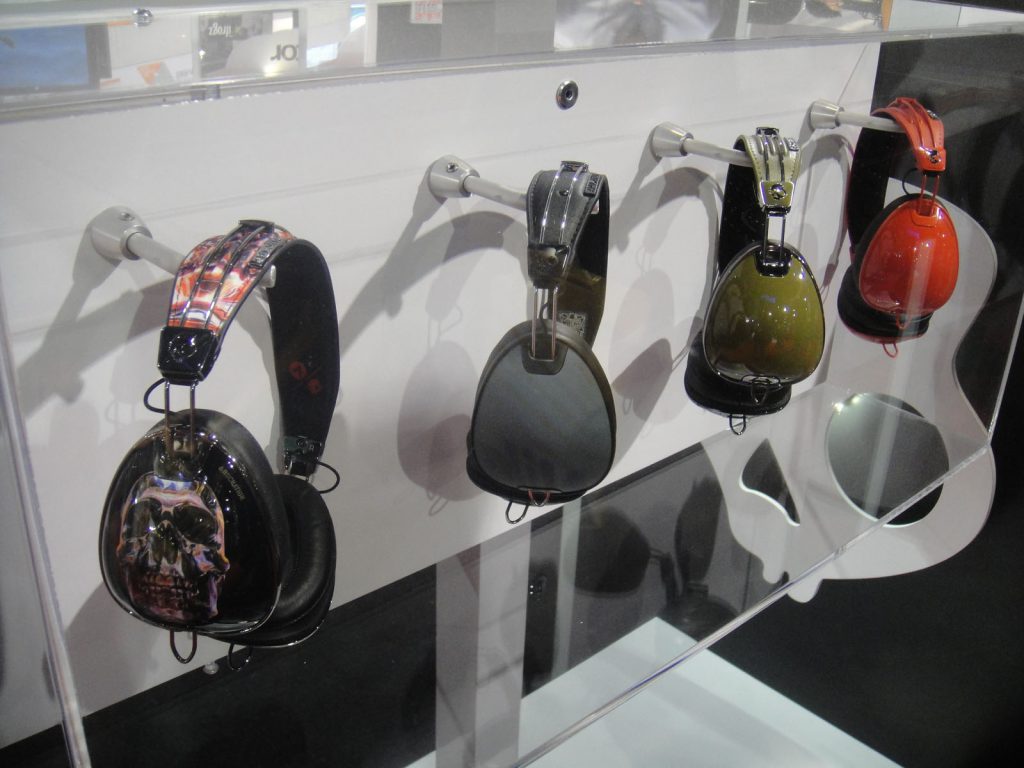 Skullcandy headphones and Bose audio equipment