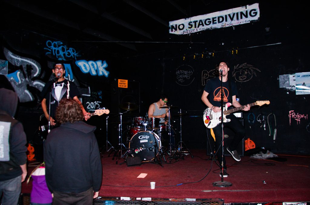 How a Breakup Led a Music Fan to Hardcore Punk 2 MFB playing Punk Rock Joel's 19th Belated Punk Rock Birthday Bash at 924 Gilman, Berkeley (2015 02 28 20.58.18 by Mitch Altman)