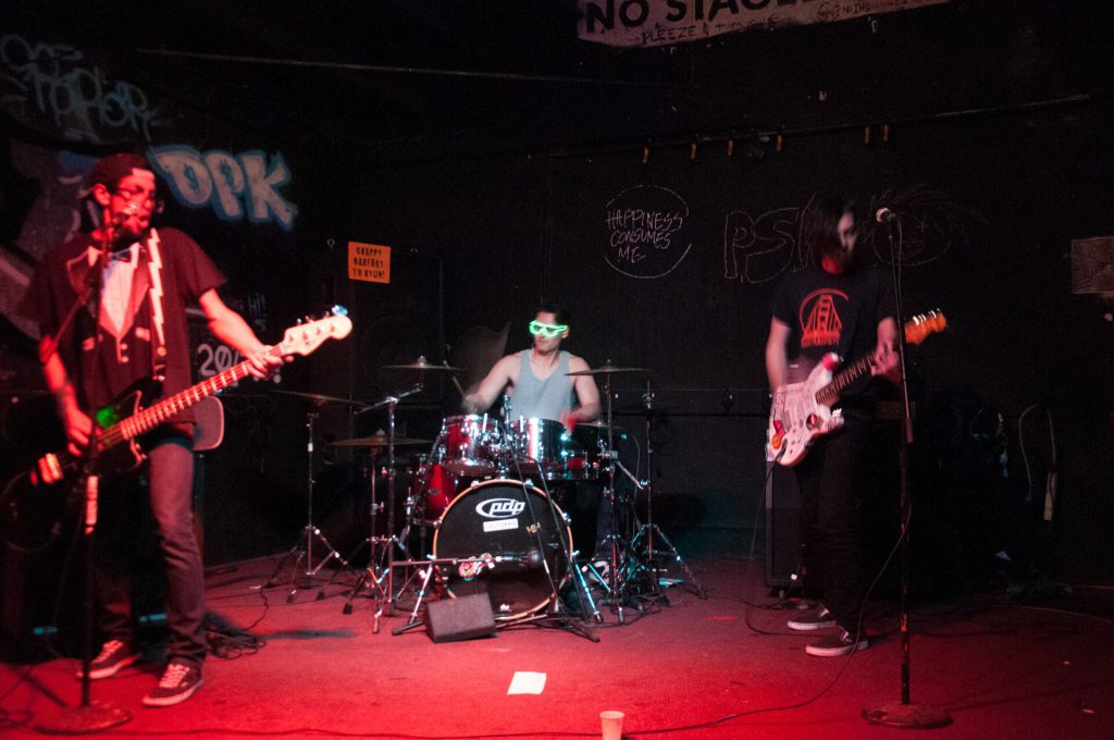 How a Breakup Led a Music Fan to Hardcore Punk 3 MFB playing Punk Rock Joel's 19th Belated Punk Rock Birthday Bash at 924 Gilman, Berkeley (2015 02 28 20.50.26 by Mitch Altman)