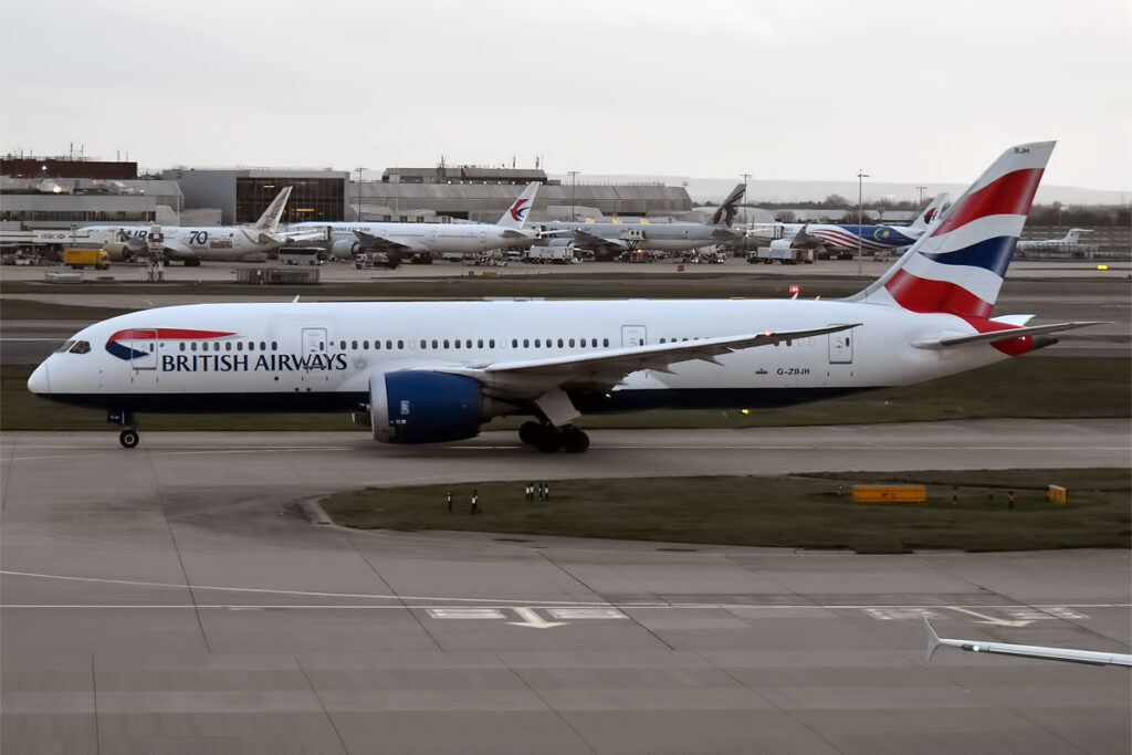 British Airways Expands US Flights Without New Routes British Airways Boeing 787-8 Dreamliner at London Heathrow Airport