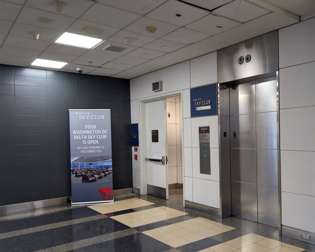 Delta Unveils Delta One Overhaul for 2027 1 Delta Sky Club lounge entrance DCA National Airport 2025 10 22 13 11 26