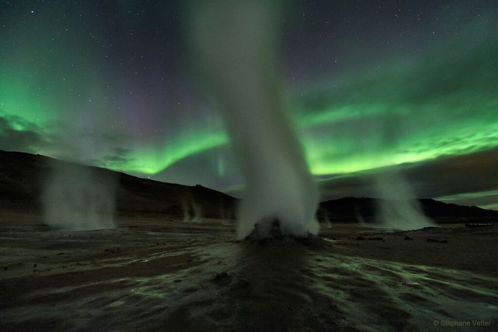 Halloween Aurora over Iceland geothermal vents