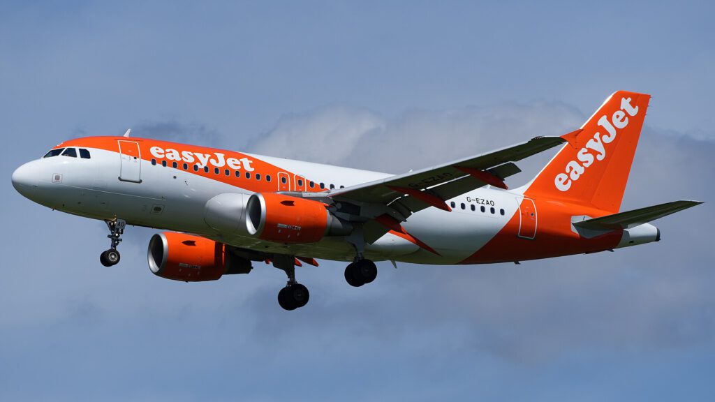 easyJet airplane on runway at Leeds Bradford Airport