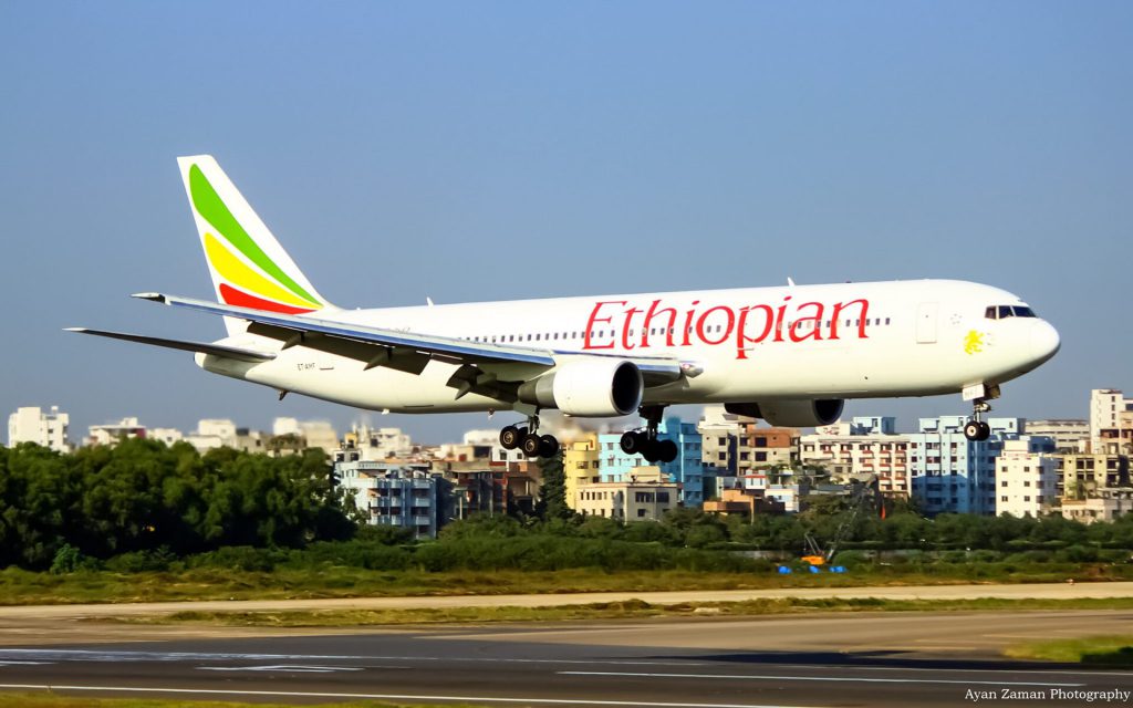 Ethiopian Airlines Boeing 737 cargo plane on runway