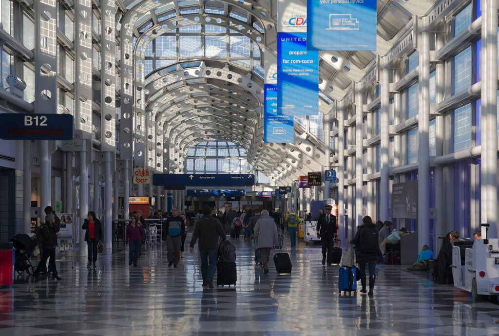 FAA Chicago Flight Caps May Last Until 2034 Airplane taking off from Chicago O'Hare airport during construction