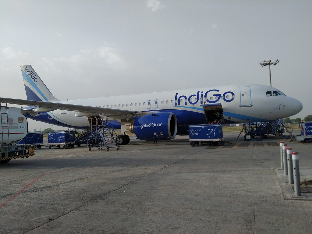 Indigo aircraft at Delhi Airport Terminal 1