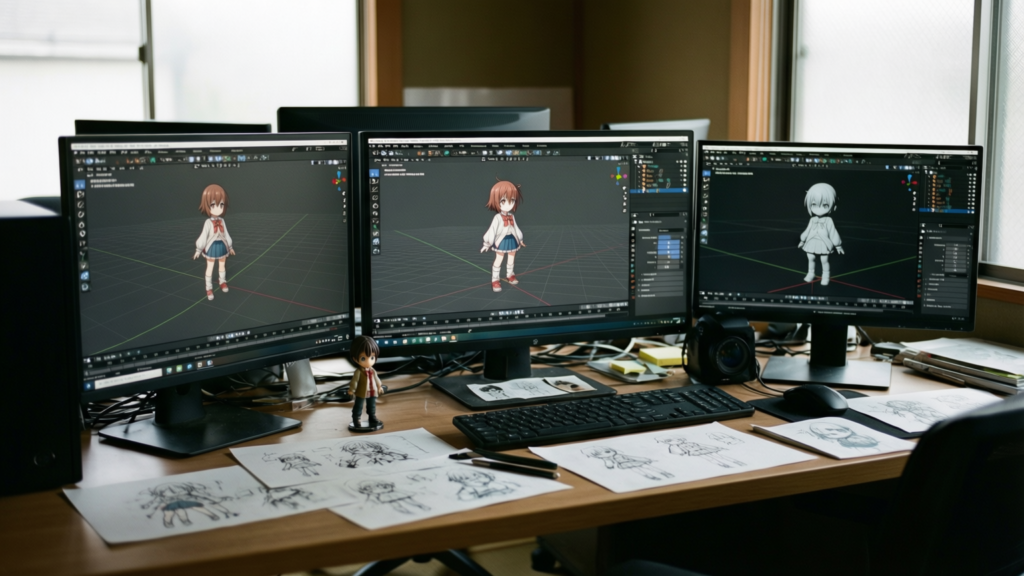 Japan Anime Industry Revenue Hits Record $28.5 Billion in 2025 Demon Slayer movie poster and merchandise display representing Japan anime industry revenue growth