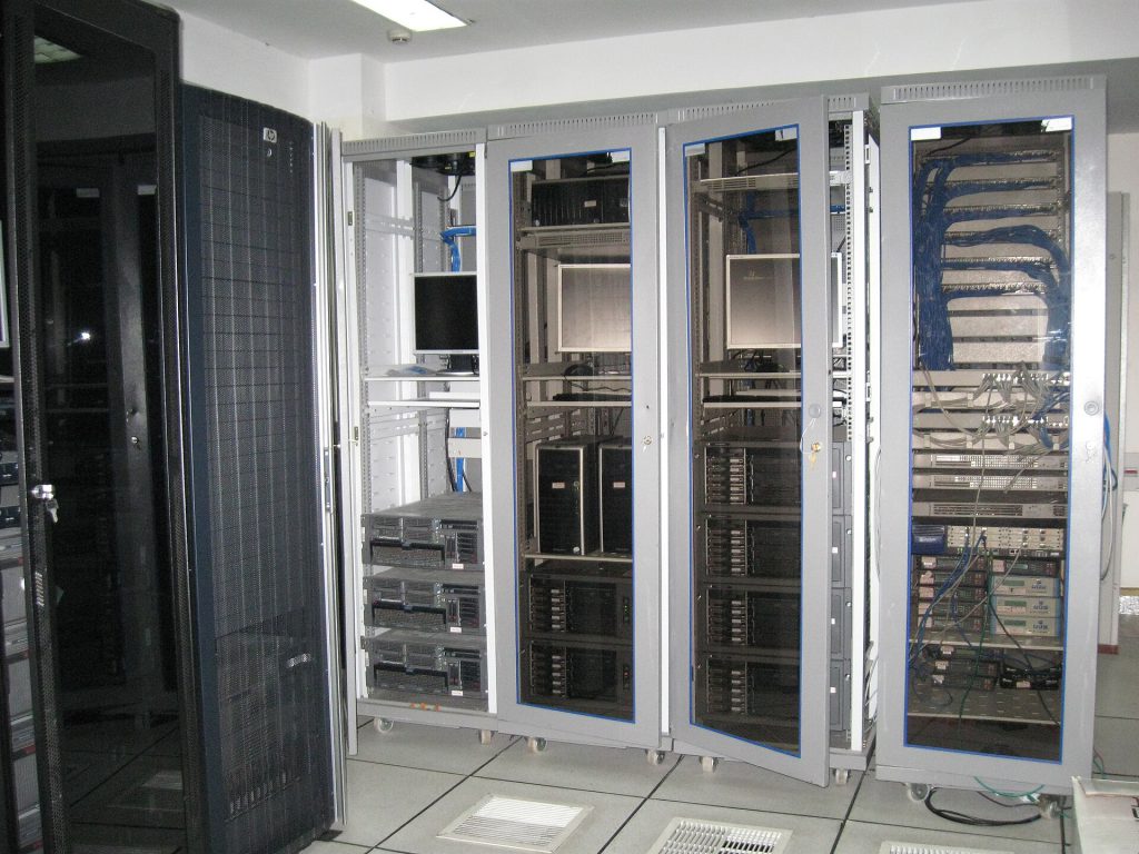 Server room with blue lights representing Japan cybersecurity infrastructure