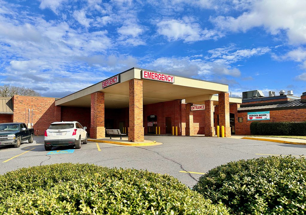 The emergency entrance at Erlanger Western Carolina Hospital in Peachtree, North Carolina