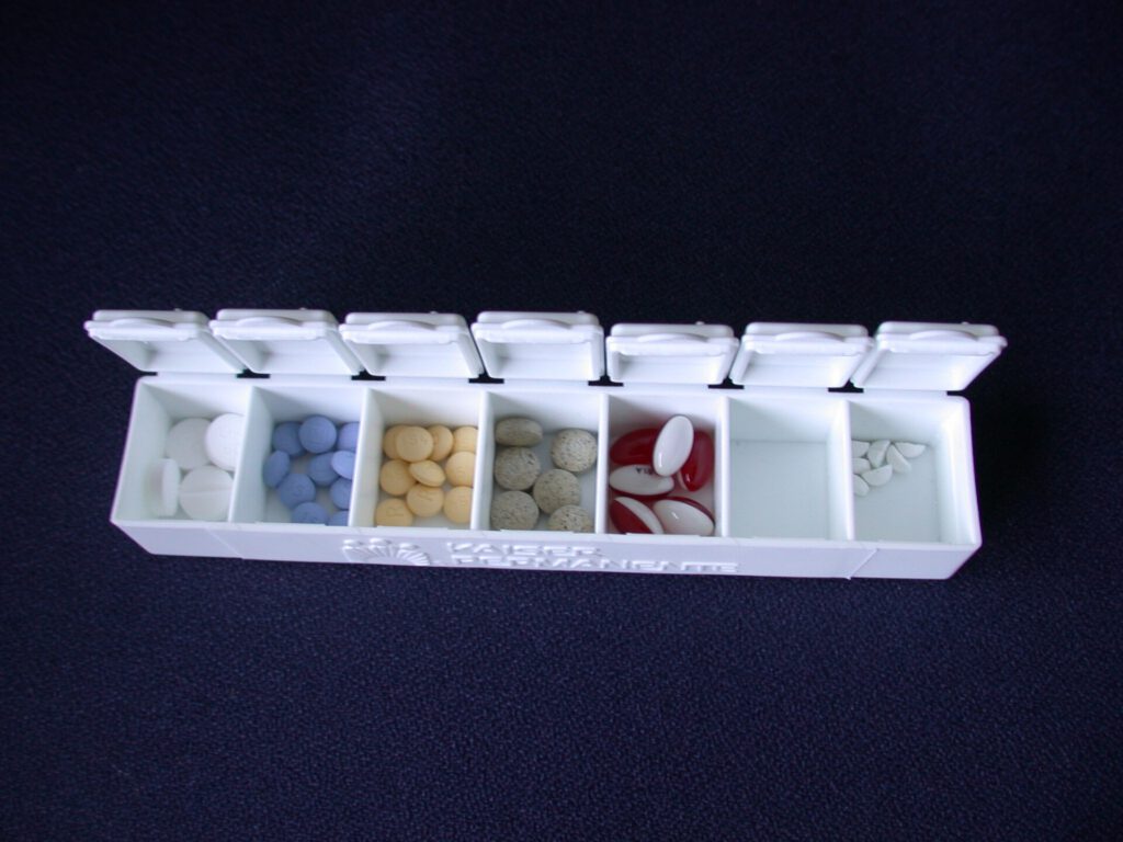 Missed Blood Pressure Doses Nullify Heart Protection 3 Pill box with pills