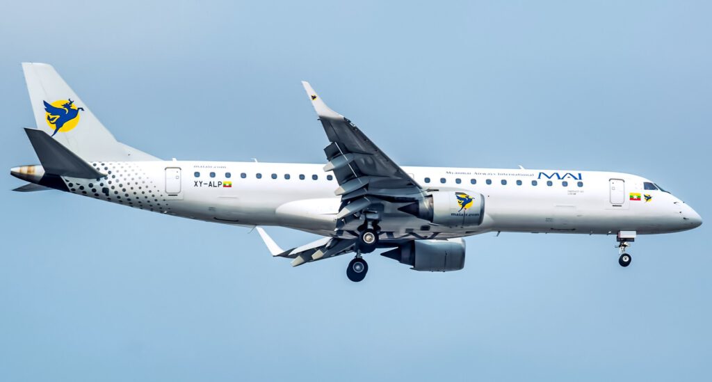 Airbus A319 aircraft at Mandalay International Airport
