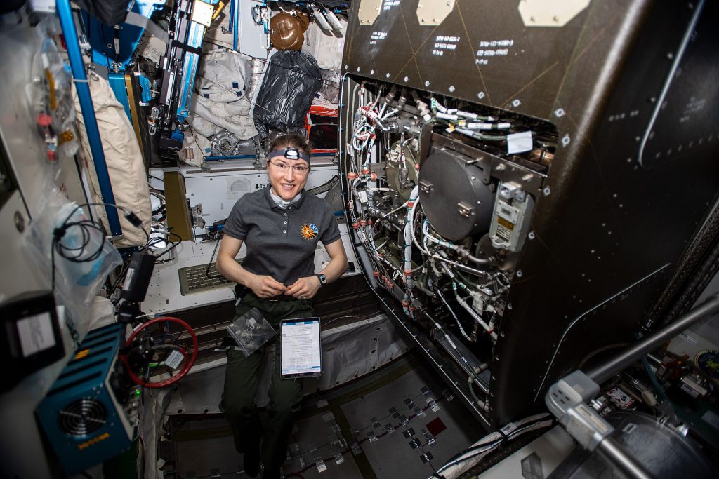 ISS 61 Christina Koch works in the Tranquility module