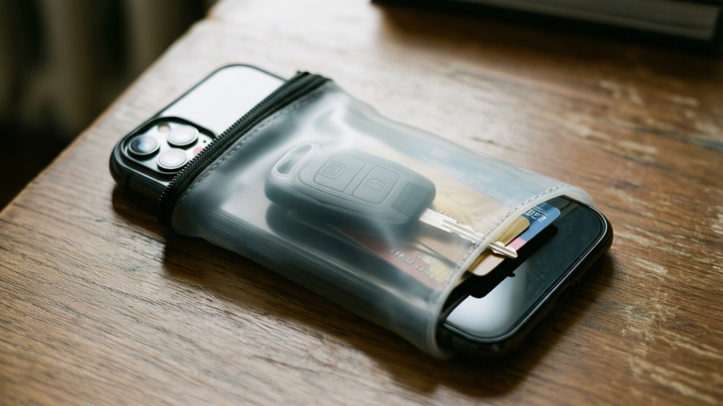 Ninja Labs MagSafe Flex Pouch Holds More Than Cards Ninja Labs MagSafe Flex Pouch attached to a smartphone