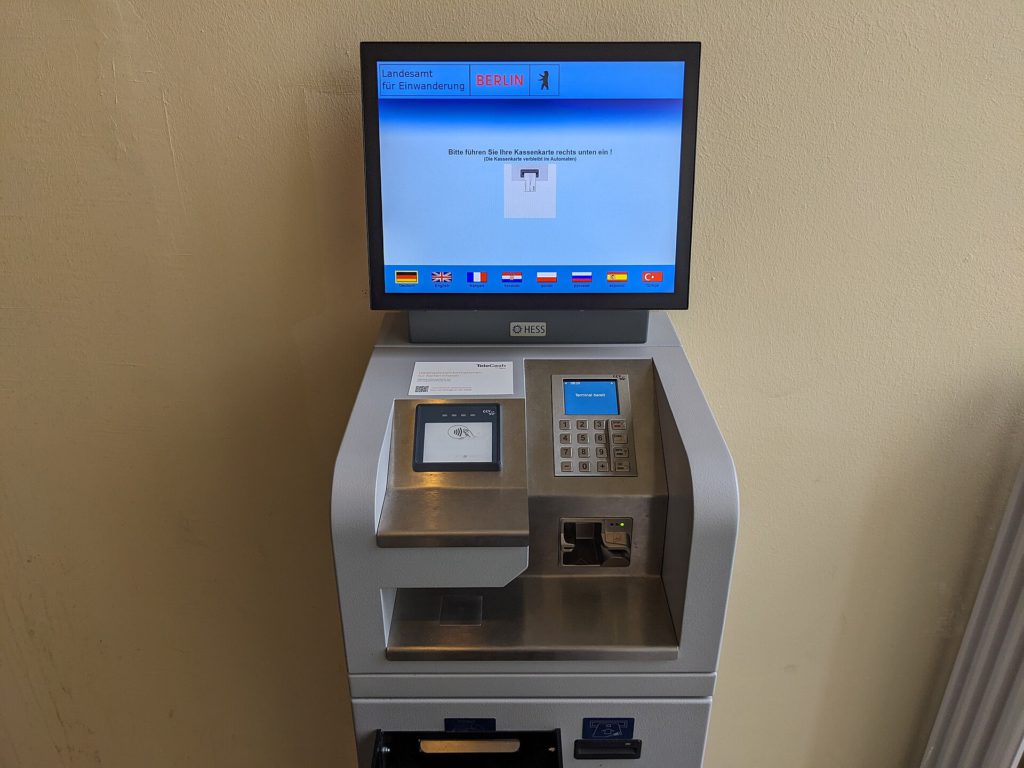 Payment terminal at the Berlin immigration office