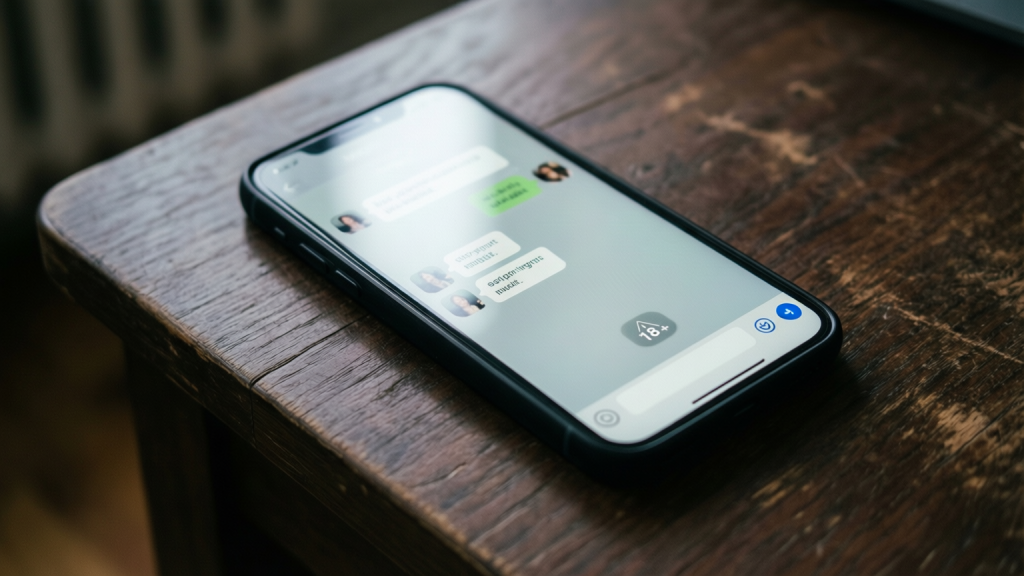 Smartphone displaying Meta's AI agent Muse interface with adult content warning