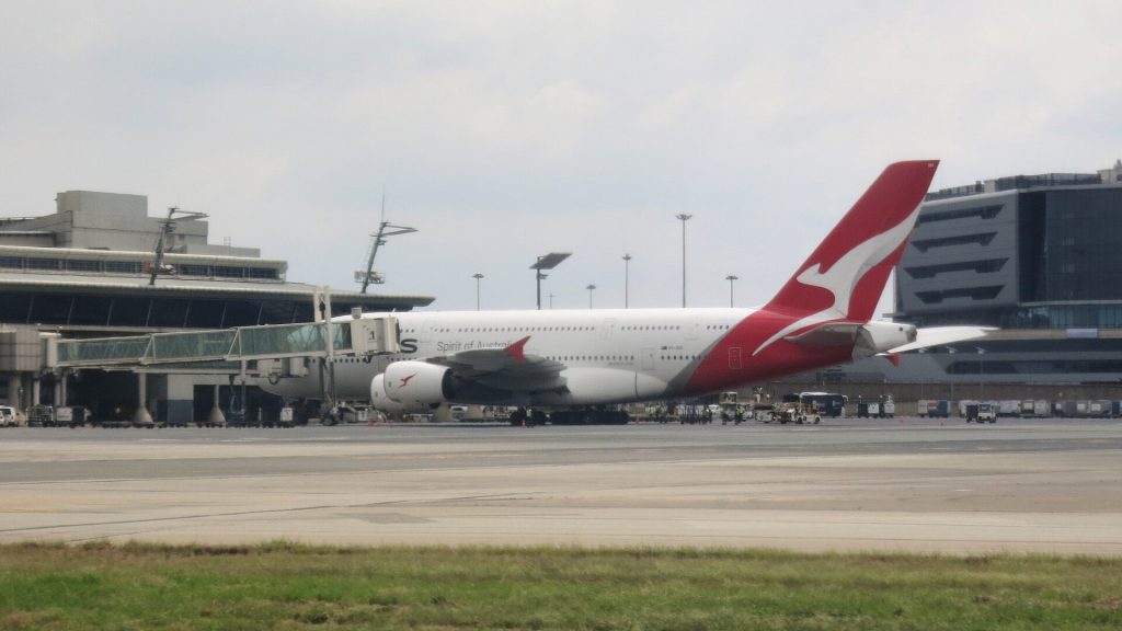 Qantas A380 at OR Tambo International Airport February