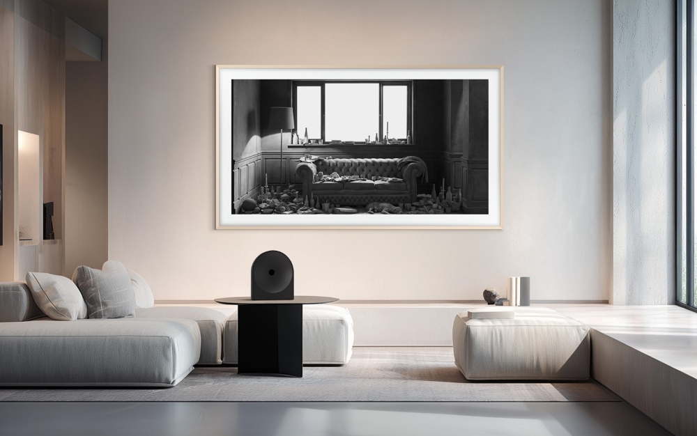 Samsung Art Store Adds 19 Art Basel Paris 2026 Works 2 “The Lounge (black and white)” by Hans Op de Beeck on Samsung The Frame Pro