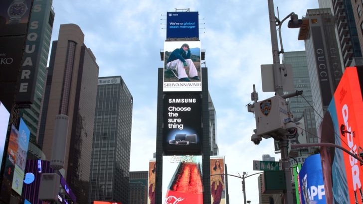 Samsung SSD Brand Campaign Hits Global Landmarks Samsung SSD campaign advertisement displayed on a large digital billboard at a global landmark