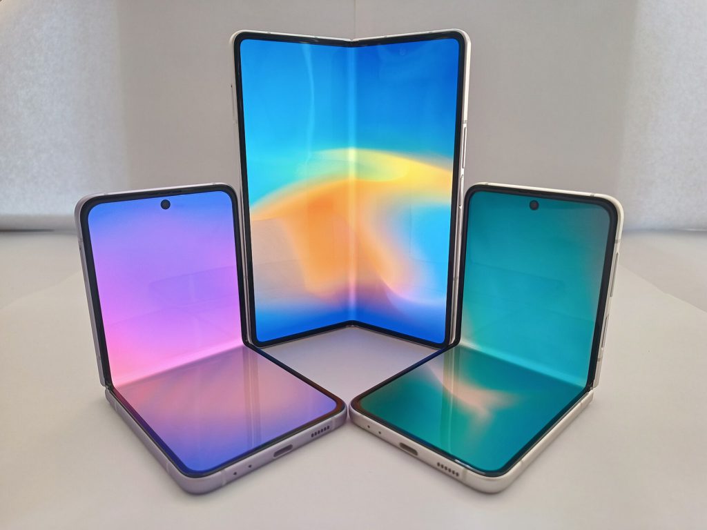 Samsung Z Fold 8 smartphone in folded position on a desk