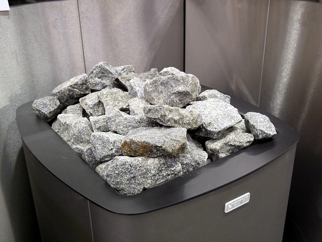 Sauna stones on heater