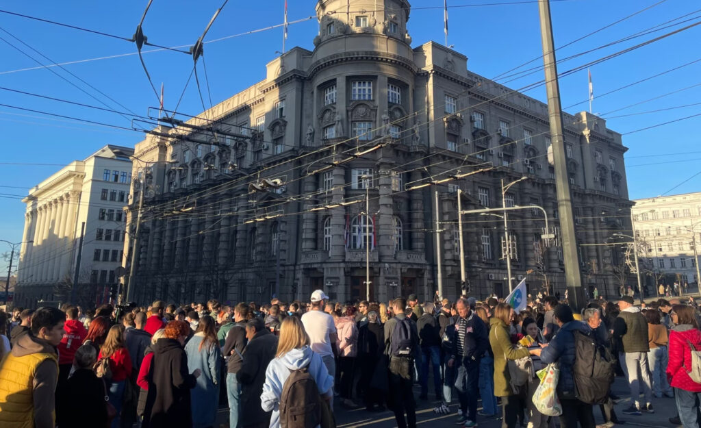 2023 Serbian election protests, 25 December (cropped)