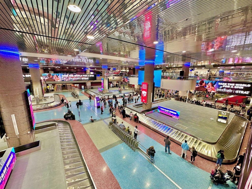 Baggage claim carousels at Harry Reid International Airport in Las Vegas, Nevada