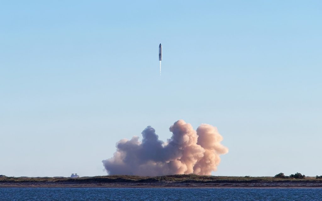 SpaceX Starship upper stage being caught by launch tower chopsticks