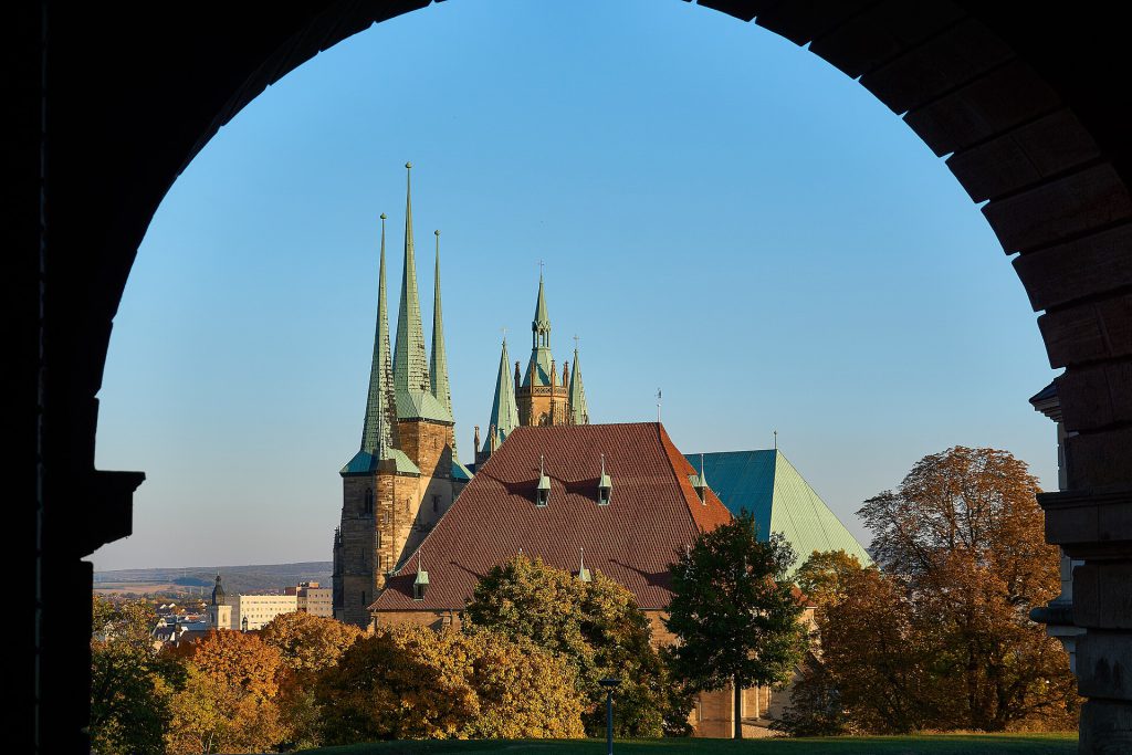 Cathedral and church in Erfurt   North facade of Erfurt cathedral and Severi church