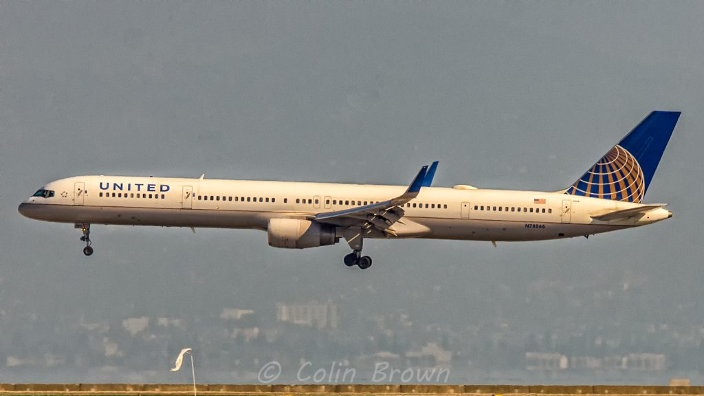United Airlines plane flying over St. John's Newfoundland