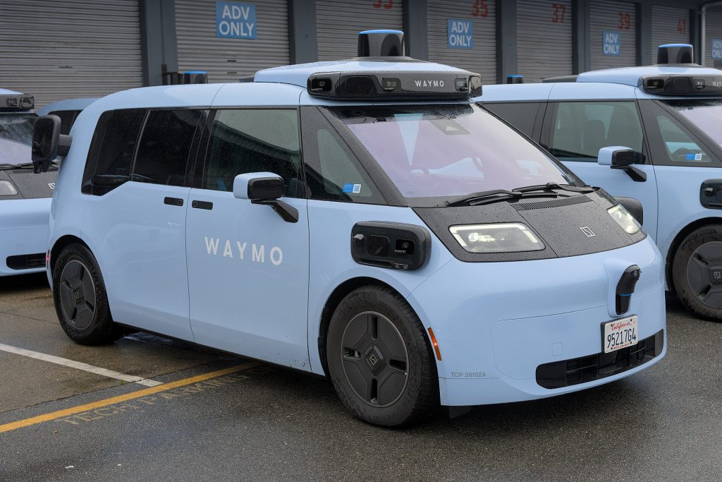 Waymo Zeekr Vehicle at Bayshore Depot oblique view dllu