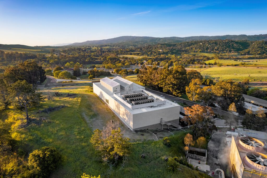 Stanford Research Computing Facility (SRCF) at sunrise on SLAC campus (SRCF data center CC)